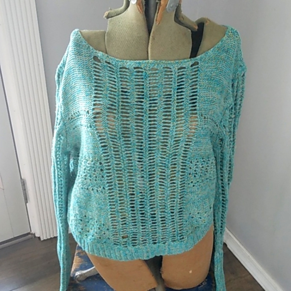 FREE PEOPLE ANTHROPOLOGIE CROCHET BOHO SWEATER WOMANS L
